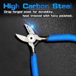 SPEEDWOX Flush Cutters 5 Inches Mini Flush Cut Micro Plastic Nippers Angled Wire Cutting High Carbon Steel High Leverage with Spring Precision Tools Jewelry Making