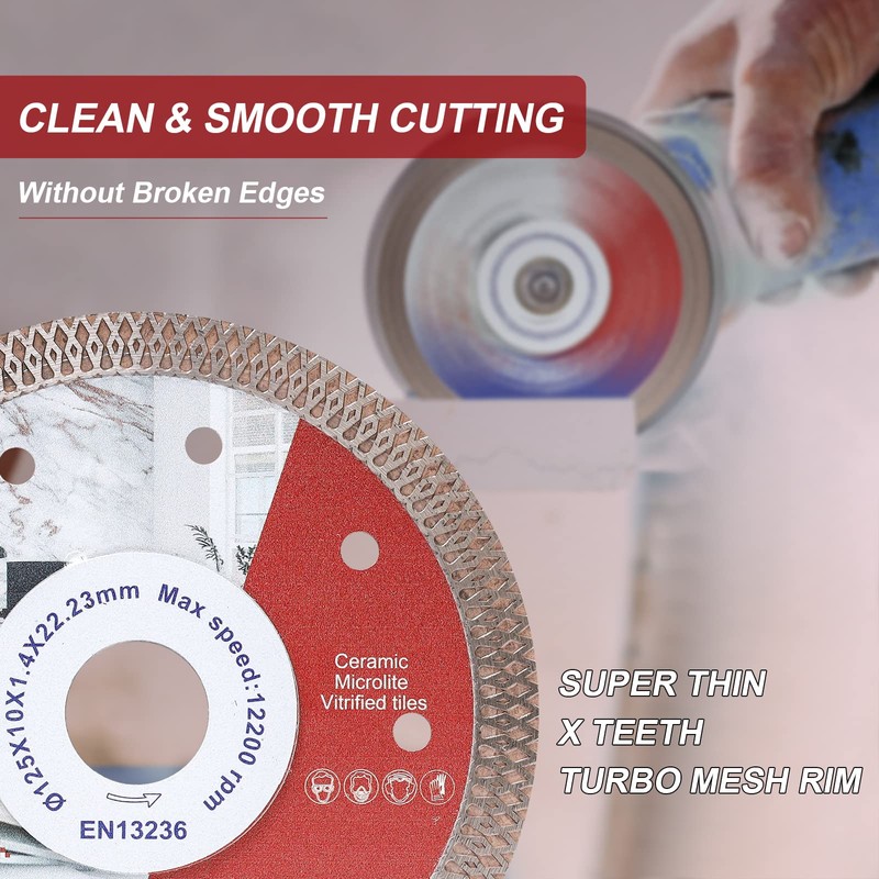 HERZO Set of 3 Diamond Cutting Discs 125 mm Extra