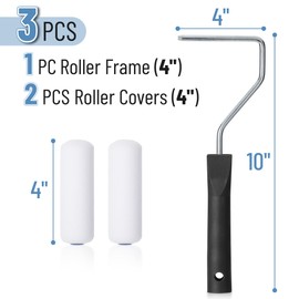 Bates- Paint Roller 4 Inch Paint Roller Frame with 2 Foam Covers