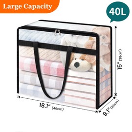 4 Pack Clear Storage Bags for Comforter, Clothes & Bedding, Plastic Blanket Storage with Zipper and Handle, Moving Bags, Closet Organizer and Under-Bed Storage (40L)