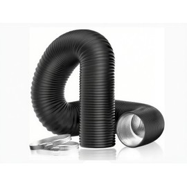 Hakazeni 10 Inch 8 Feet Flexible Aluminum Ducting 4 Layer Protection Dryer Vent Hose for HVAC Heating Cooling Ventilation and Exhaust, 2 Clamps Included, black (10inch*8ft)