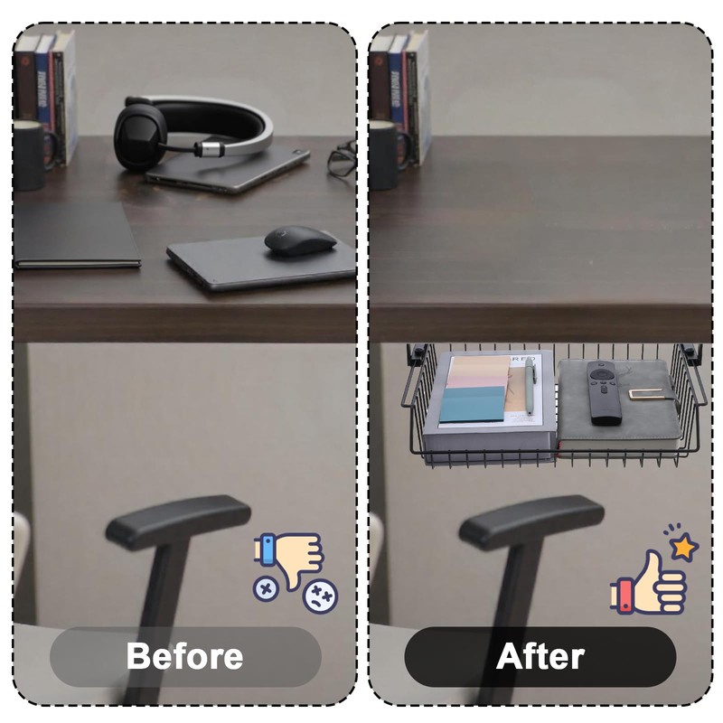 Under Desk Drawer, Slide Out Design,No Drill Metal Under Desk