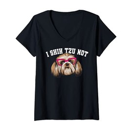 Womens Funny I Shihtzu Not Gift For Men Women Cool Dog Eye Glasses V-Neck T-Shirt