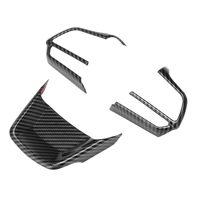 3pcs Steering Wheel Trim Kit Carbon Fiber Color ABS Frame