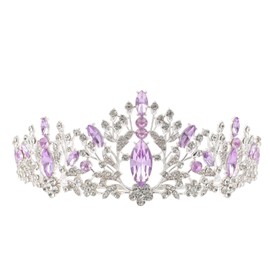 Lurrose Baroque Rhinestone Crown Princess Crystal Tiara Headband Bridal Jewellery Crown for Wedding Birthday Prom (Blue), Rhinestone