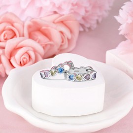 Heart Hoop Earrings with Colorful Rainbow Cubic Zirconia Sterling Silver Love Heart Huggie Earrings Cartilage Tiny Cute Small Huggie Hoops Hypoallergenic for Sensitive Ear for Women Daughter Birthday