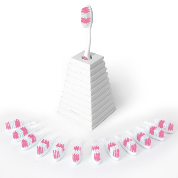 13Clean - Manual Toothbrush with a New Head Each Month. (Pink)