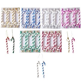 SHTGOI Pack of 6 Candy Canes Hanging 14 cm Christmas Candy Cane Decorative Ornament Plastic Christmas Tree Decoration Pendant Christmas Tree Decoration Pendant for Home Decoration Christmas Decoration