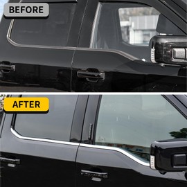 Maxzina Window Trim Compatible with 2021-2025 Ford F150 Supercrew Window Molding Edge Guards ABS Plastic Weatherstrip Bottom Sill Decoration Covers for 2024 Ford F-150 Accessories (Chrome 4PCS)