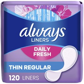 Unbranded Always Daily Fresh Thin Panty Liners, Regular Absorbency, Unscented, 120 Count
