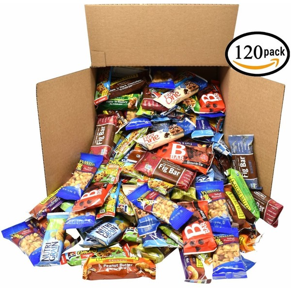 Healthy Snacks Bars Bulk Variety Pack - Office Snacks, School Lunches, Meetings - (Office Snack Station 120 Count)