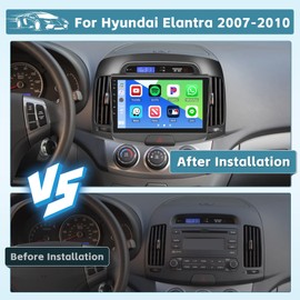 Hikity 6+128GB Android 13 Car Stereo for Hyundai Elantra 2007-2010, 9 Inch Touch Screen Radio with Wireless Apple Carplay Android Auto, Bluetooth GPS WiFi 32EQ DSP FM RDS SWC+Mic, AHD Backup Cam