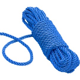 KuTi Kai All Purpose Rope 8 mm 10M - 32 Feet Length Strong Multifunctional Soft 100% Nylon Rope Natural Twisted Durable Long Ropes (Blue)