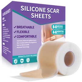 Silicone Scar Sheets, Medical Grade Silicone Scar Tape (1.6" x 60"), Professional Scar Removal Treatment, Reusable, for Healing Keloids, Surgeries Scars, C-sections, and Burns