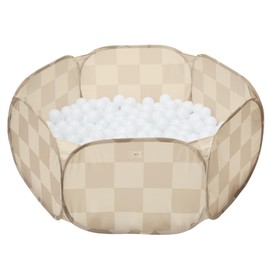 3 Sprouts Kids Ball Pit – Pop-Up Indoor Outdoor Ball Pits for Toddlers Playpen Playhouse – Large Foldable Ballpit - Active Play for Baby Babies Infants Girls Boys (Balls Not Included)- Checkered Beige