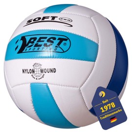 Best Sporting Volleyball Größe 5 I Ball in weiß/hellblau/blau & 18-Panel Design I hochwertiger weicher Volleyball I formbeständige Volleyball I Volleyball Outdoor mit offizieller Größe 5