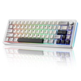 YUNZII AL66 Wireless Mechanical Keyboard,Full Aluminum CNC,65% Knob Control,Bluetooth/2.4G/Wired,Hot Swappable Pre-lubed Switches,Gasket Mounted RGB for Win/Mac(Milk Switch, Silver)