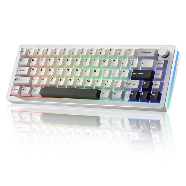YUNZII AL66 Wireless Mechanical Keyboard,Full Aluminum CNC,65% Knob Control,Bluetooth/2.4G/Wired,Hot Swappable