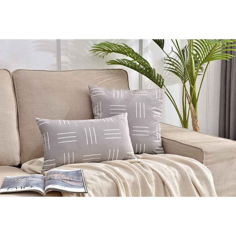 DWDC Velvet Pillow Covers 16X16 inch Pack of 2 Gray