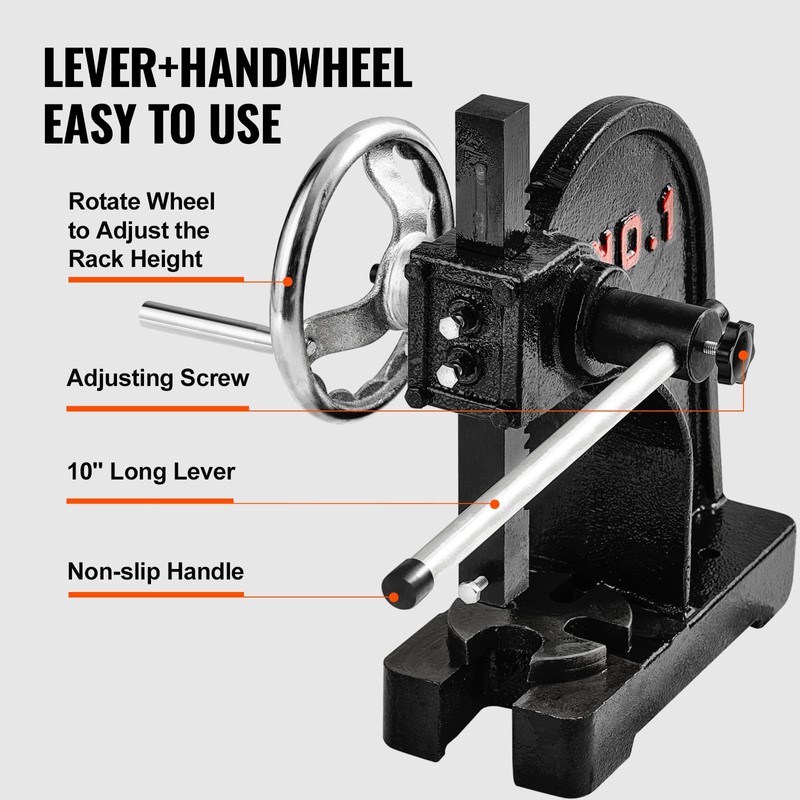 VEVOR Arbor Press, 1 Ton Manual Arbor Press with Handwheel,