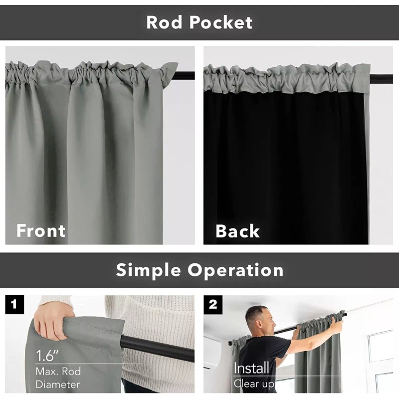 Deconovo Store 2 Cortina Forro Blackout Aislamiento Térmico Ruido 107x214cm