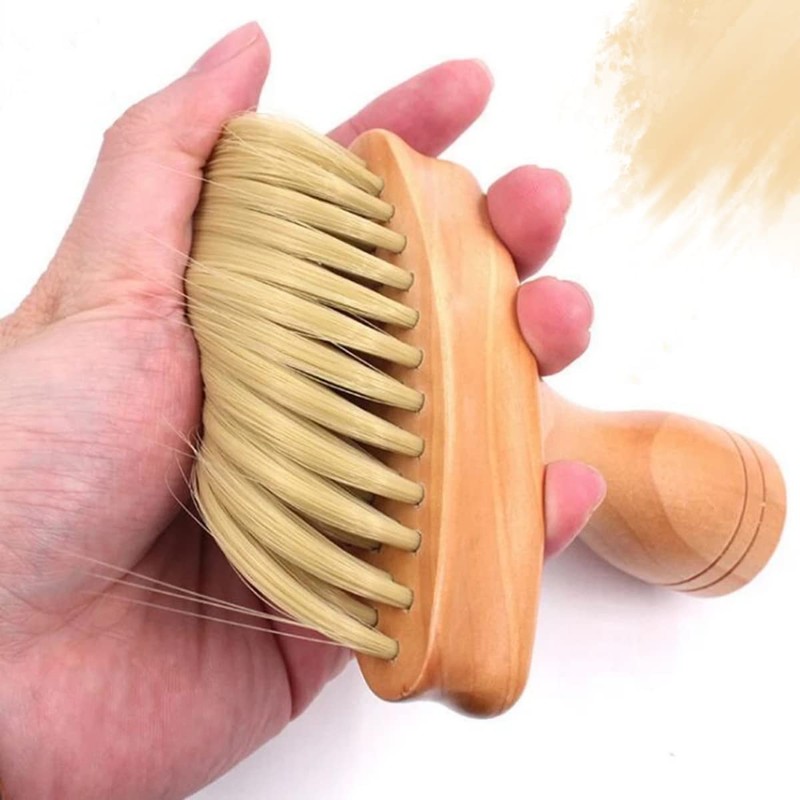 Cepillo Madera Limpieza De Cuello Barbería Corte De Pelo 1pz