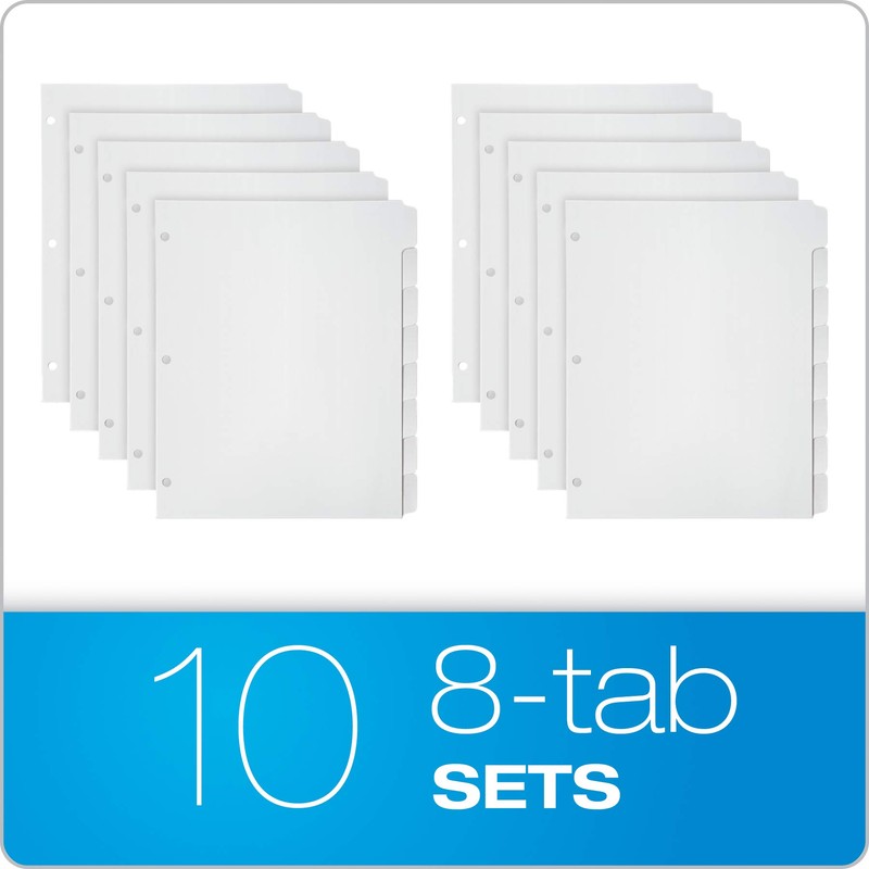 Oxford Write On Binder Dividers for 3 Ring Binder, 1/8