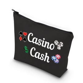 VAMSII Casino Cash Money Bag Casino Gambling Makeup Bag Casino Lover Accessory Pouch, black