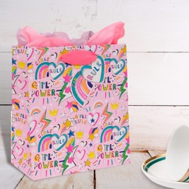 Glick Luxury Gift Bag, Medium Gift Bag, Celebration Gift Bag, Paper Salad Juniors Girl Power Gift Bag, Gift Wrap Bag, 200x225x100mm, Multi-Colour