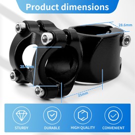 Handlebar Riser Bicycle Handlebar Stem Bicycle Handlebar Stem 25.4 mm Bicycle Handlebar Riser Aluminium for Fork 28.6 mm with Wrench Handlebar Stem Suitable for Mountain Bike, Road Bike, Trekking Bike