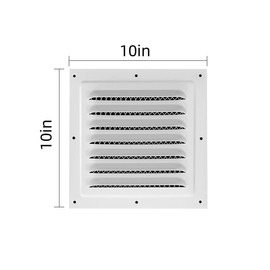 2pcs Attic Vent Soffit Vent Aluminum Wall Vent Metal Shed Vent Square Vent Louver Vent Grille with Built-in Insect Screen for Exterior Door House Attic Garage Ceiling (White 10" x 10"-2 Pack)
