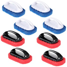 8 Pack Teak Brush Cleaner with Handle Teak Cleaning Brush Cleaning Scrub Scouring Pads Scrubbers for Simple Easy Polishing Refinishing Clean up Boat Accessories