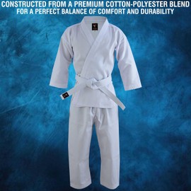 Fadi Sports Kids Karate Uniform - Durable Martial Arts Gi for Children, Ideal for Karate Practice and Training (White, 000)