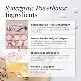 MOTHER MADE Deep Moisturizing Rich Snail Collagen Face Sheet Mask Pack of 5, with Snail Mucin, Low Molecular Collagens, Peptides, Niacinamide 2%, Korean Skin Care