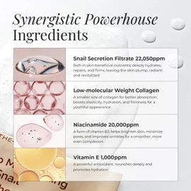 MOTHER MADE Deep Moisturizing Rich Snail Collagen Face Sheet Mask Pack of 5, with Snail Mucin, Low Molecular Collagens, Peptides, Niacinamide 2%, Korean Skin Care