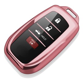 Tukellen for Toyota Key fob Cover Soft Key Shell Case for 2025 Camry 2019-2025 Land Cruiser,2021-2025 Sienna Venza Hilux Fortuner 2023-2025 Highlander Tundra Corolla bZ4X Prius 4/5/6 Buttons-Pink