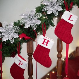 Poinsettia Christmas Decorations Flowers -12Pcs Artificial Poinsettia Christmas Tree Ornaments Glitter for Xmas New Year Wedding Party Wreath DIY Garland Decor (Sliver)