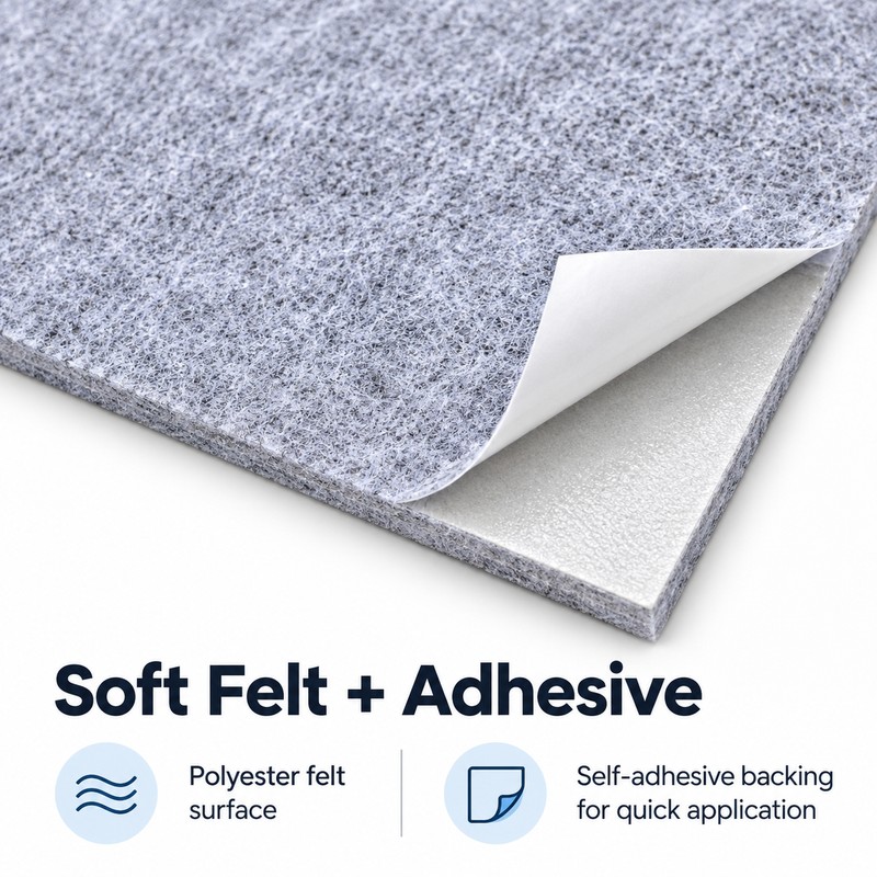 2-Pack Self-Adhesive Felt Furniture Pads - Cut-to-Fit Floor Protectors for