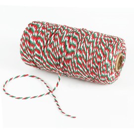 100 m Butchers Twine String for Crafts, 2 mm Cotton Coloured Bakers Twine Thread for Kitchen Cooking Meat, Present Wrapping, Crafting, Gardening, Crafts (Red Green)