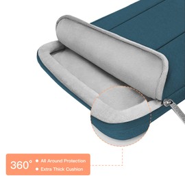 MOSISO 360 Funda Protectora Compatible con MacBook Air/Pro,13-13.3 Pulgadas Portátil,Compatible con MacBook Pro 14 2023-2021 A2779 M2 A2442 M1,Bolsa Poliéster con Bolsillos&Cinturón, Trullo Profundo