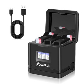 PoweLyt Battery Charger for GoPro Hero 13,3-Channels Hero 13 Battery Charging Hub with LCD Screen Can Shows Battery Level and Storage SD Card Compatible with HERO 13 Black Enduro Battery(Charger only)