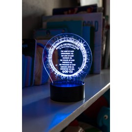 Unity Books Prayer for Protection Night Light - 3D decor lamp for Children and adults, optical illusion bedroom nightlight, keepsake gift, color changing hologram LED lamps