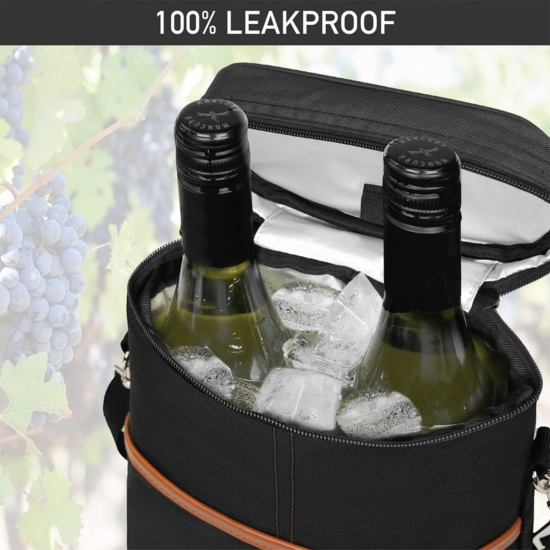 opux 2 Bottle Wine Carrier Tote, Insulated Leakproof Wine Cooler