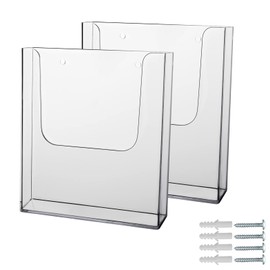 zavekia Acrylic Brochure Holder, 2 Packs 8 x 11.5 Inches Brochure Holder Wall Mount Flyer Holder Clear Literature Holders Magazine Holder,Mail Holder For Wall (8 x 11.5 in / 2 pack)