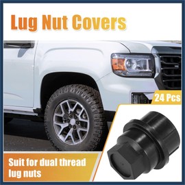 INFINAUTO 24pcs Wheel Lug Nut Covers 15646250 for Chevroet for GMC Sierra Suburban Tahoe Yukon Pickup 711-025 611-607 99956 Truck Lug Nut Cap Covers M28 x 2 Black Anti Scratch Stylish Design