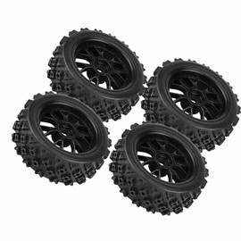 KIMISS 12mm Hex RC Wheels and Tires RC Car Tyre Rubber 4 Piece Set Racing SUV Tyre Rubber Tyre Rim for RC Car Parts 1:10 Scale