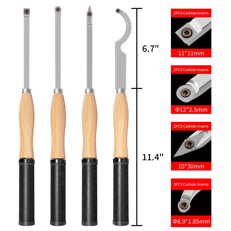 DEEFIINE 18.3" Full Size Carbide Tip Wood Lathe Turning Tool
