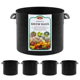 EOKOICA 5-Pack 5 Gallon Grow Bags, Thickened Aeration Fabric Pots with Handles, Heavy Duty Plant Bags for Vegetables, Tomatoes, Potatoes, Fruits & Flowers, Reusable Garden Pots for Plants