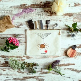 Mr. & Mrs. Panda Schminktasche Spinne Agathe Liebe Größe M - Geschenk, Kosmetiketui, Liebesgeschenk, Kosmetiktasche, Verliebt, Schlamperetui,