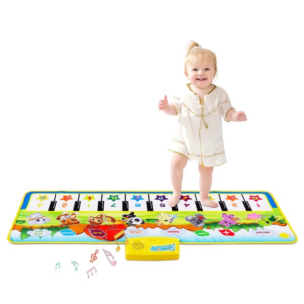 M SANMERSEN Piano Mat, 39.5" X 14" Musical Mat 8 Instrument Sounds Piano Mat for Toddlers Touch Play Dancing Mat Toy for 1 2 3 Year Old Girls Boys Gifts